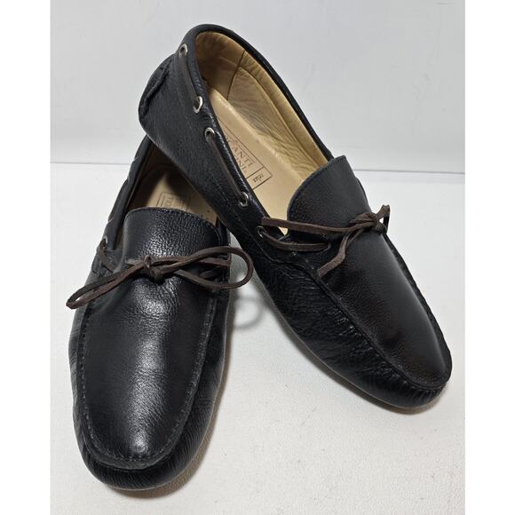 Mercanti Fiorentini Mens Relax Tie Shoe Black Leather Loafers 9.5M - Picture 1 of 9